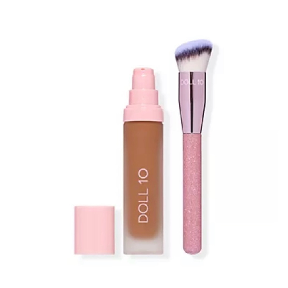 Doll 10 Super Coverage Serum Makeup with Brush - Pink and Brown - Picture 3 of 5